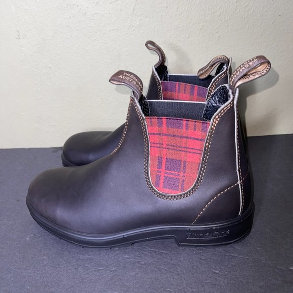 New Women's Blundstone Chelsea Boots Size 10 Stout Brown Tartan Plaid Hiking - Picture 3 of 11